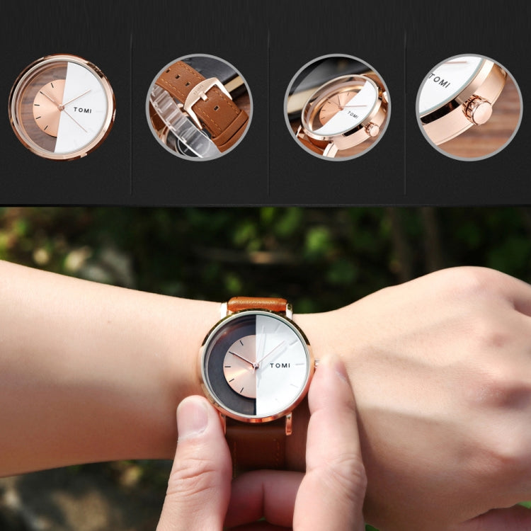 TOMI T080 Hollow Design Half See-through Unisex Quartz Watch