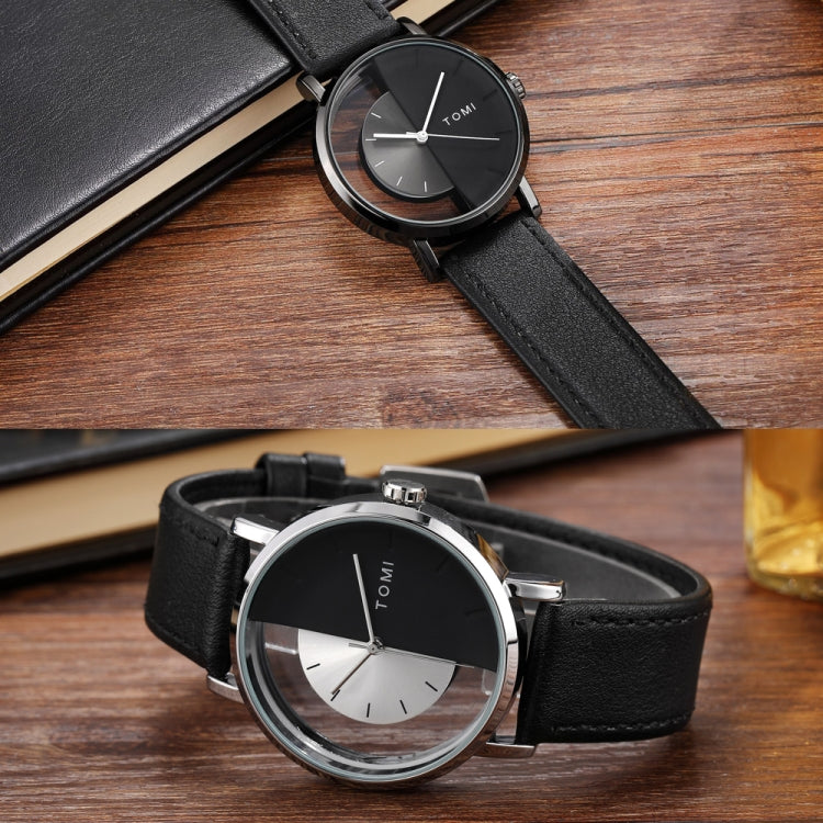 TOMI T080 Hollow Design Half See-through Unisex Quartz Watch