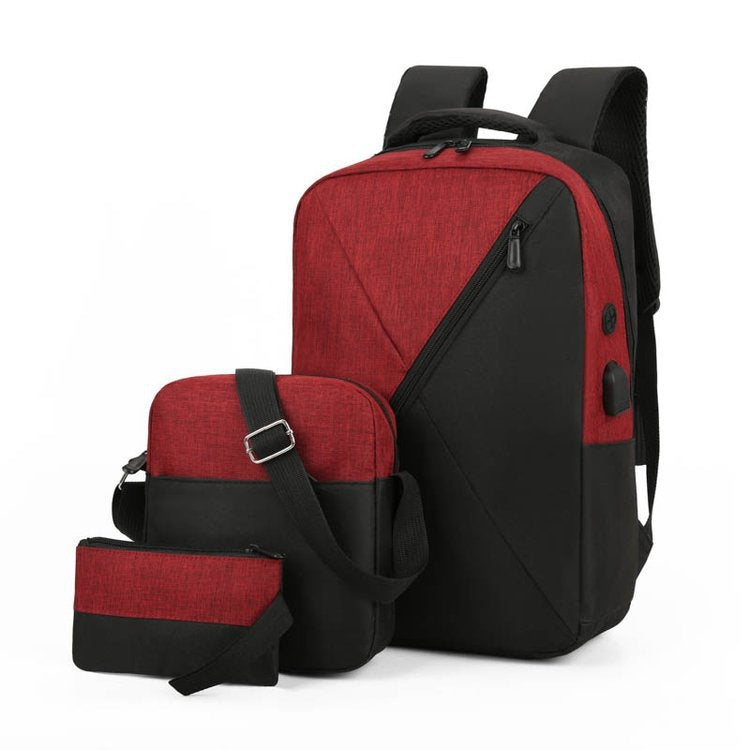 3 In 1 Computer Shoulder Bag Oxford Cloth Schoolbag Multifunctional USB Business Bag