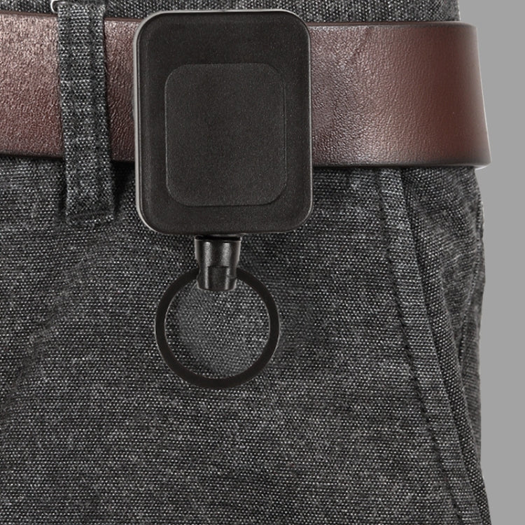 2pcs Retractable Keychain Belt Back Clip Anti-loss Square Pull Badge Reel(Black)