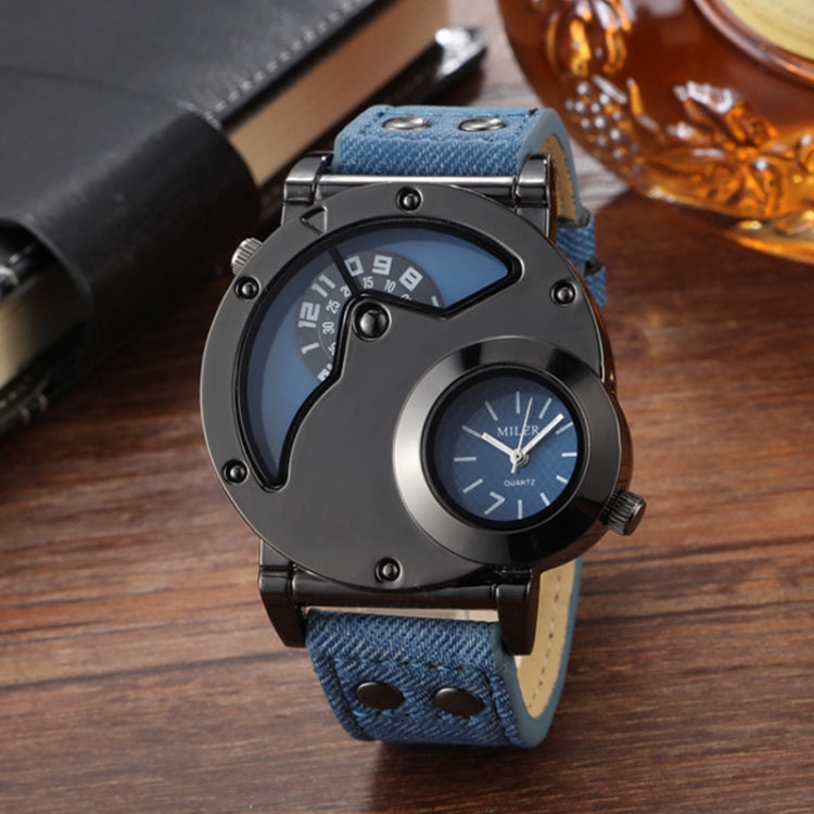 MILER Large Dial Dual Movement Canvas Band Men Wrist Watch