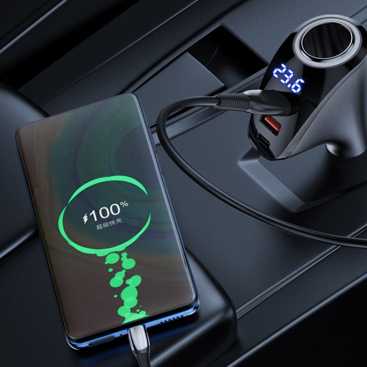Car Charger Multifunctional Digital Display QC Charging Cigarette Lighter Adapter, Model: CCA Dual PD