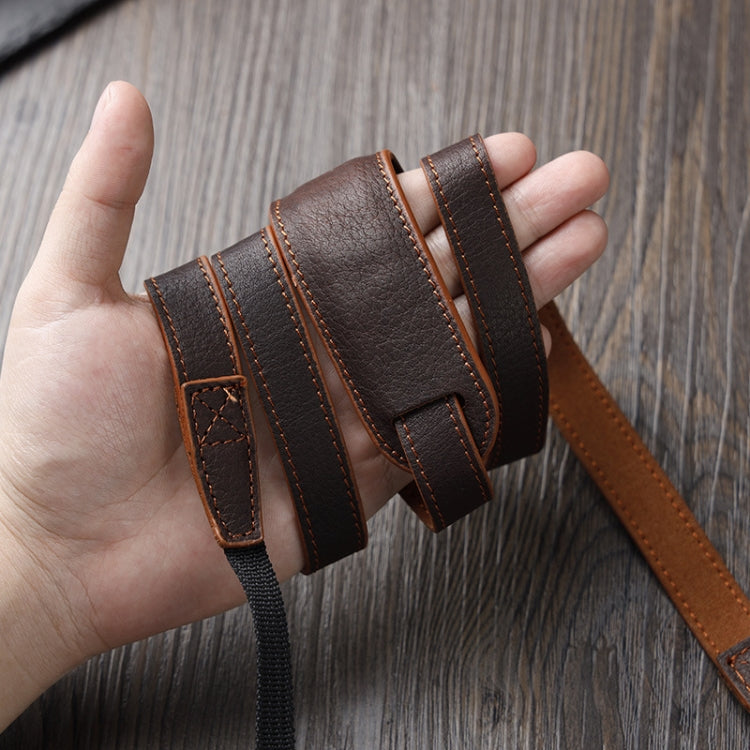 Outdoor Photography Cowhide Leather Camera Shoulder Hanging Neck Winding Strap, Spec: Top-layer (Coffee)