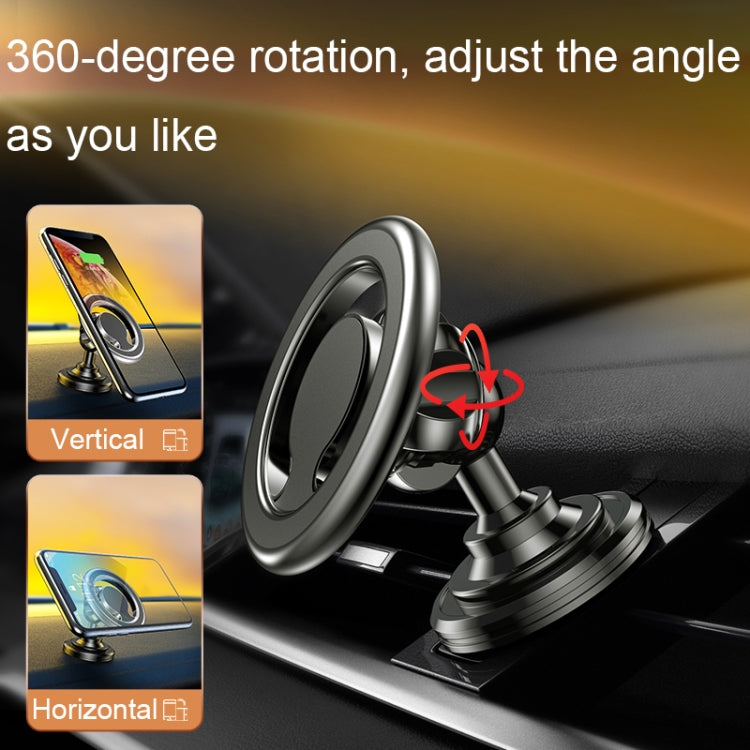 D19 Car Magnetic Mobile Phone Holder Rotatable Metal Navigation Bracket, Spec: Seat (Black)