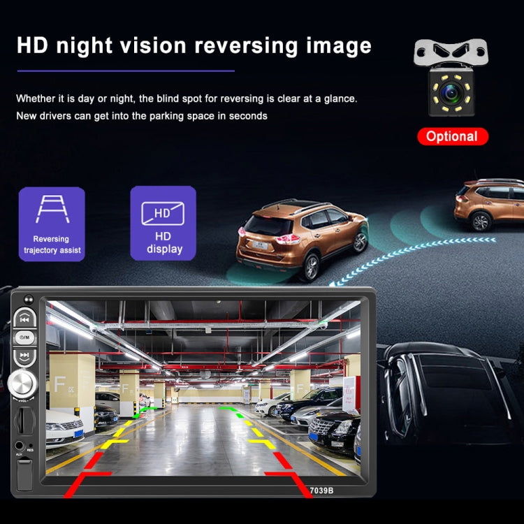 A3061 7 Inches MP5 Bluetooth Player Universal Wired CarPlay Reversing Image Integrated, Style: Standard+12 Lights Camera