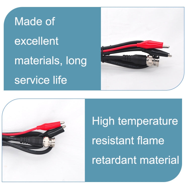 2pcs BNC To 2 x Crocodile Clips Double Head Coaxial Cable Video Cable, Length: 3m