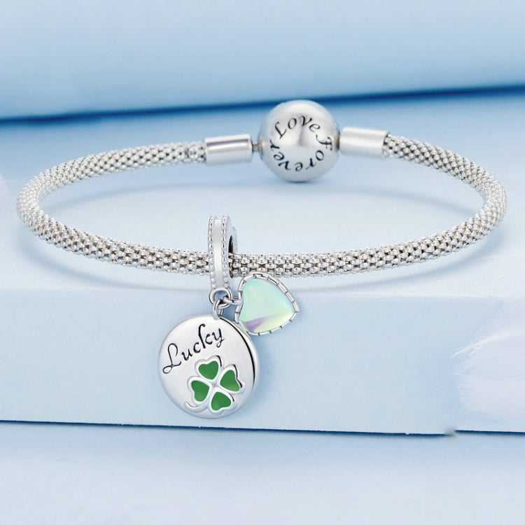 BSC767 Sterling Silver S925 Plated Gold Plated Heart Clover Lettering Bracelet Pendant
