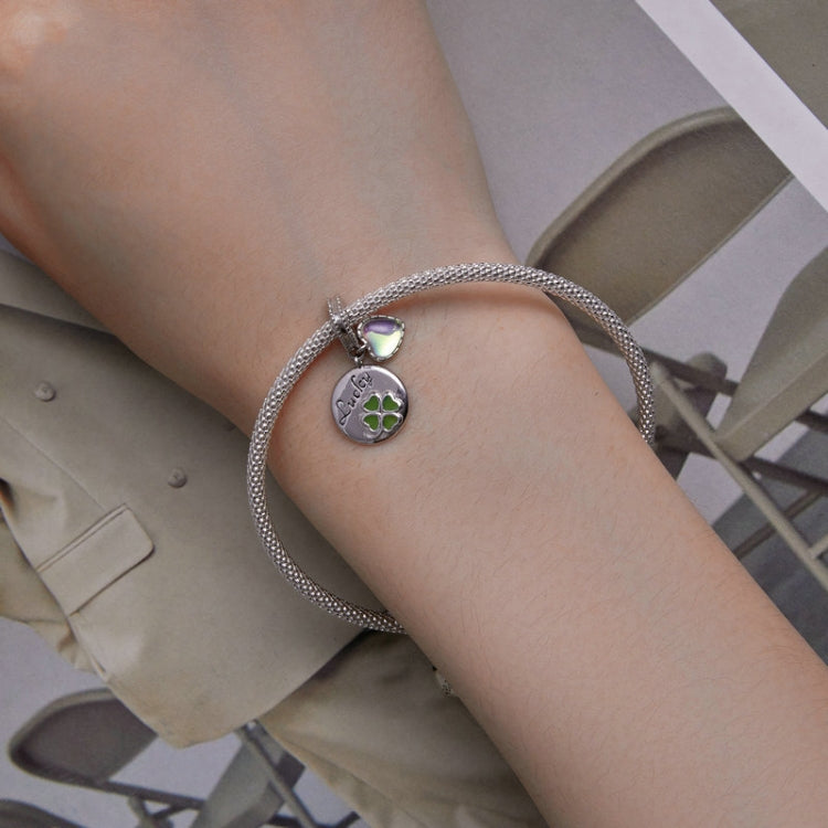 BSC767 Sterling Silver S925 Plated Gold Plated Heart Clover Lettering Bracelet Pendant