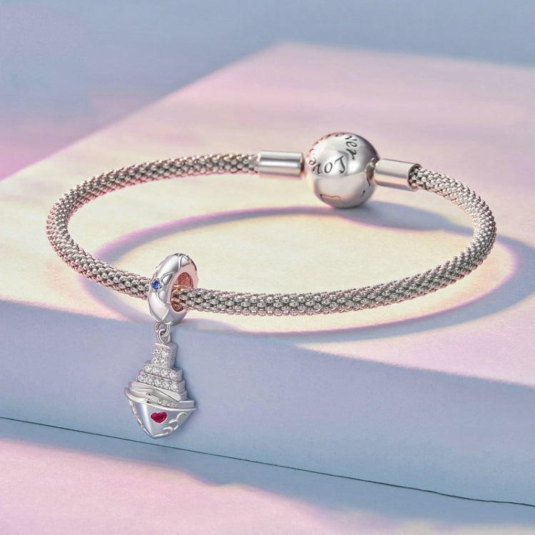 BSC774 S925 Sterling Silver Zircon Ship Platinum Plated Bracelet Beads