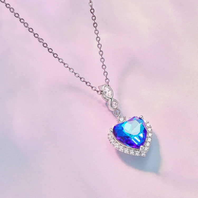 BSC775 Sterling Silver S925 Ocean Heart Zircon Plated Platinum Bracelet Bead