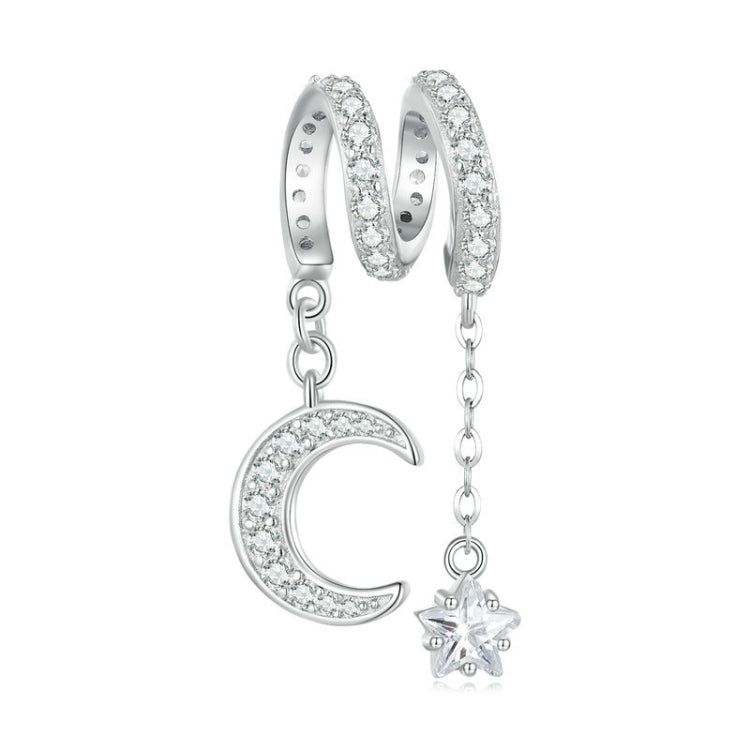 BSC776 S925 Sterling Silver Swaying Moonlight Zircon Platinum Plated Bracelet Beads