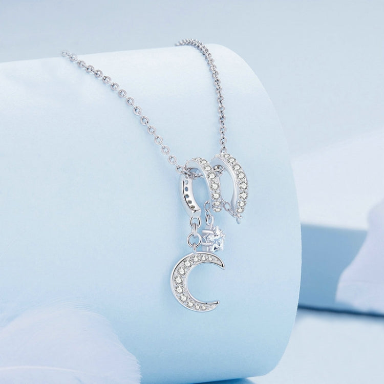 BSC776 S925 Sterling Silver Swaying Moonlight Zircon Platinum Plated Bracelet Beads