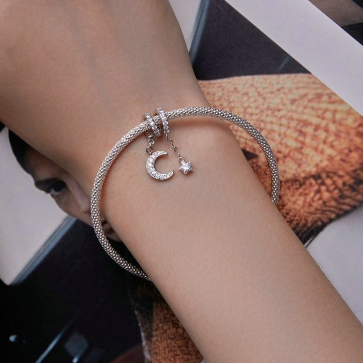 BSC776 S925 Sterling Silver Swaying Moonlight Zircon Platinum Plated Bracelet Beads