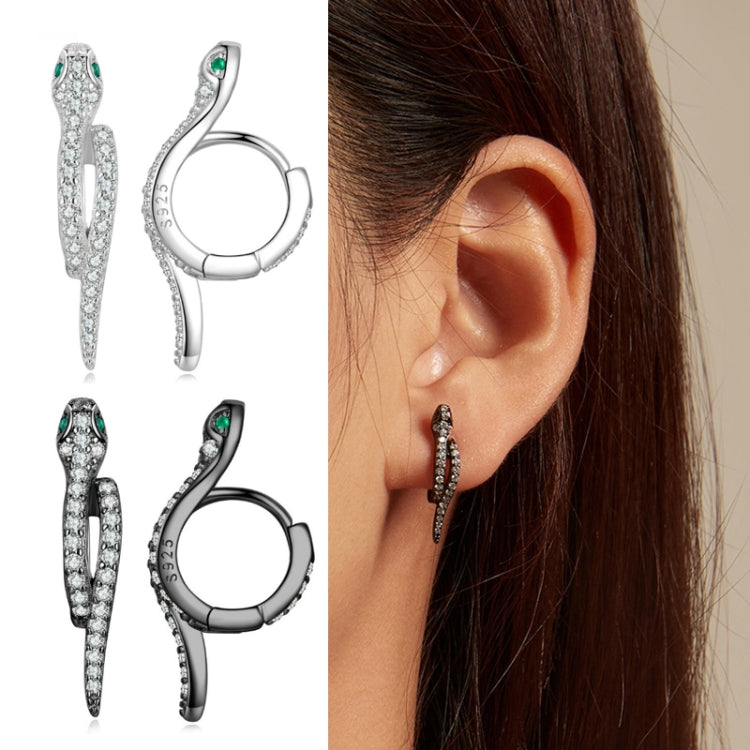 BSE669 Sterling Silver S925 White Gold Plated Zircon Snake Earrings