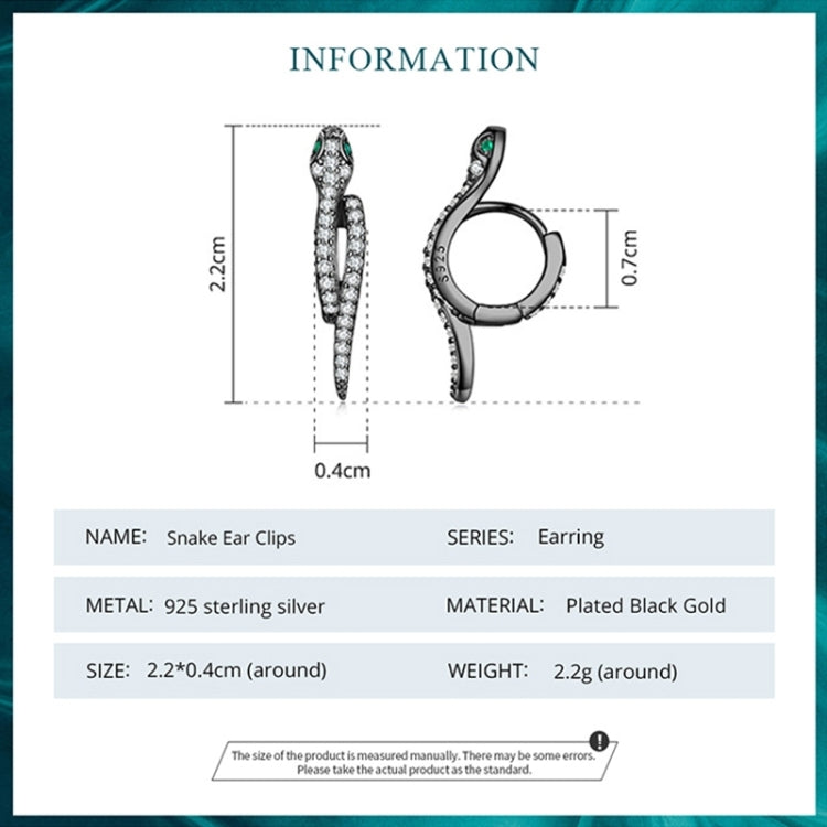 BSE669-D Sterling Silver S925 White Gold Plated Zircon Snake Earrings