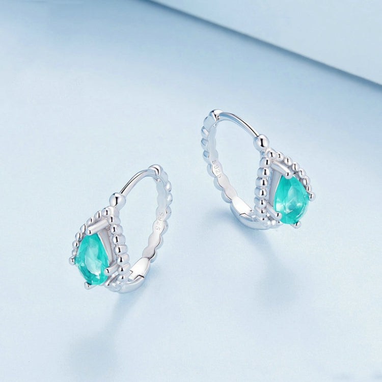 BSE783 Sterling Silver S925 Blue Green Zircon Round Plated Gold Plated Earrings