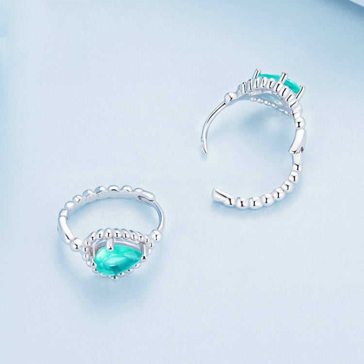 BSE783 Sterling Silver S925 Blue Green Zircon Round Plated Gold Plated Earrings