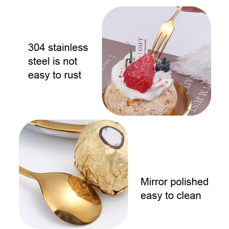 304 Stainless Steel Feather Spoon Fork Literary Tableware,Style: 3pcs Fork-True Color