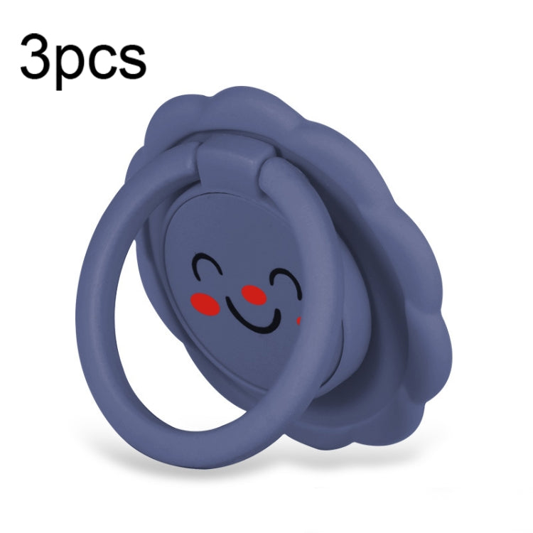 3pcs Sunflower Smiley Mobile Phone Finger Ring Bracket Zinc Alloy Ultra-thin Stand