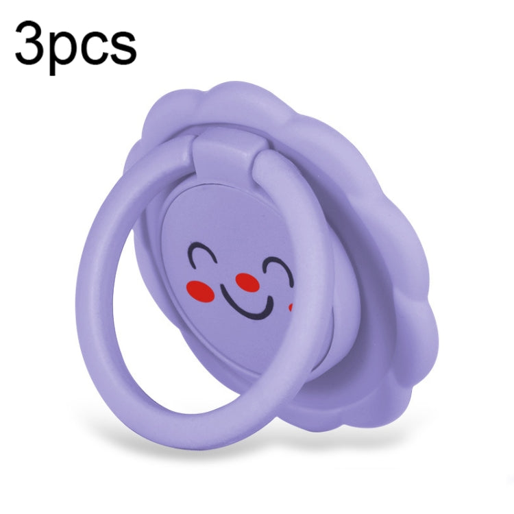 3pcs Sunflower Smiley Mobile Phone Finger Ring Bracket Zinc Alloy Ultra-thin Stand