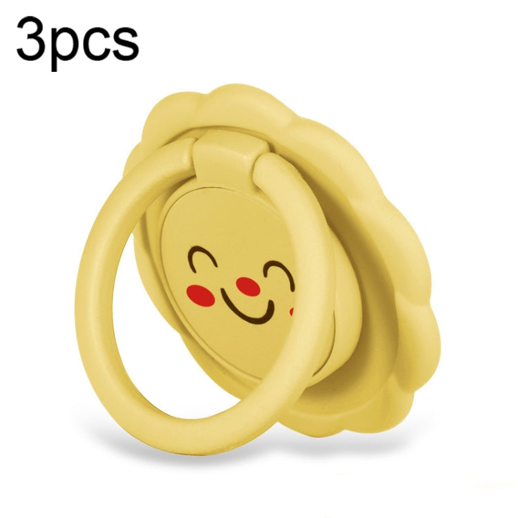 3pcs Sunflower Smiley Mobile Phone Finger Ring Bracket Zinc Alloy Ultra-thin Stand