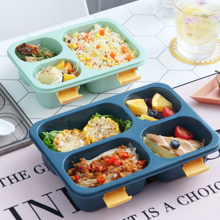 Sealed Compartment Microwave Plastic Lunch Box Portable Student Lunch Plate, Specification: 1.3L (Green)