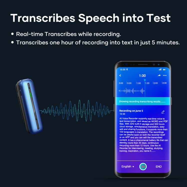 T1 Intelligent Transcriber Translator With Simultaneous Interpreting Support 134 Languages(Blue)