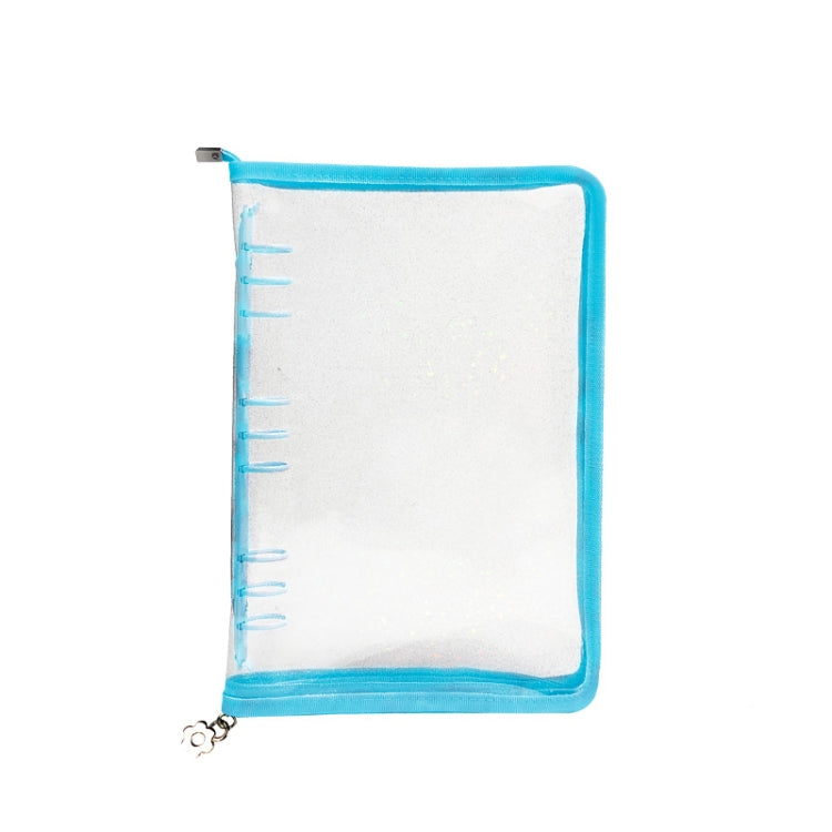 B5 9 Rings Loose-leaf Journal Clear PVC Cover Zipper Planner Notebook Without Inner Pages