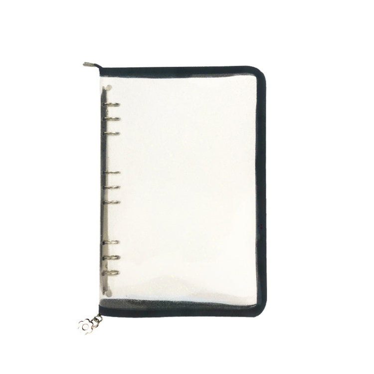 B5 9 Rings Loose-leaf Journal Clear PVC Cover Zipper Planner Notebook Without Inner Pages