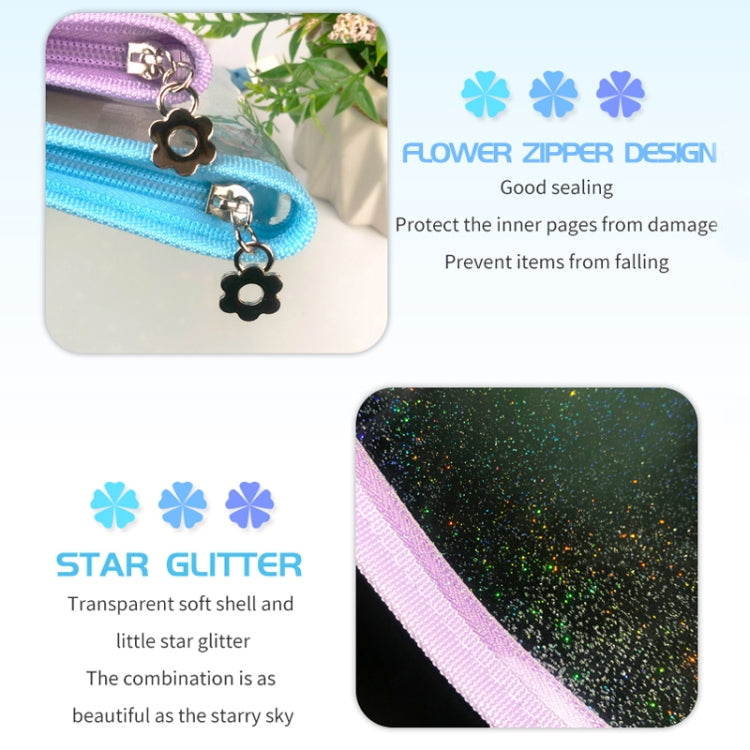 B5 9 Rings Loose-leaf Journal Clear PVC Cover Zipper Planner Notebook Without Inner Pages
