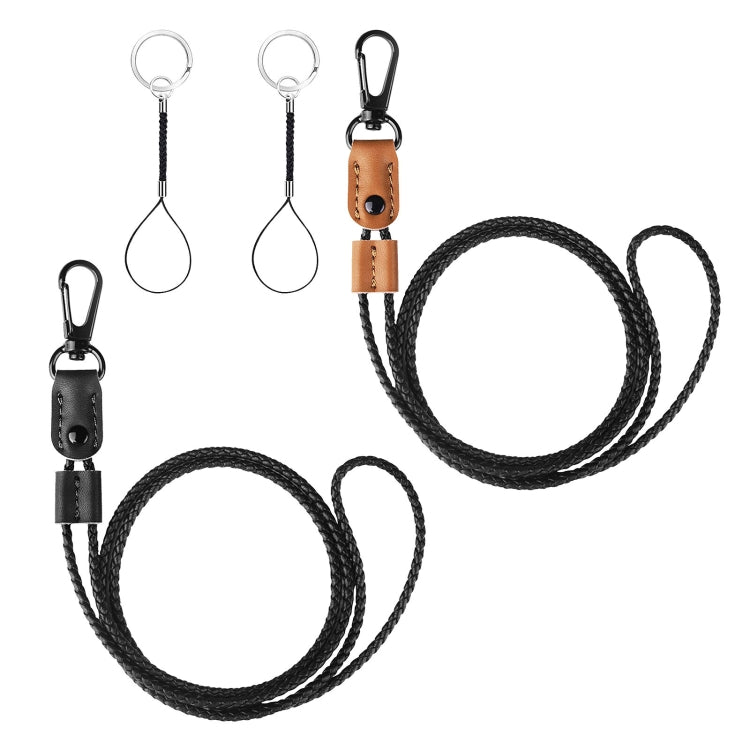 Hand -Woven PU Leather Lanyard Neck Strap For Phone Badge ID Credit Work Card