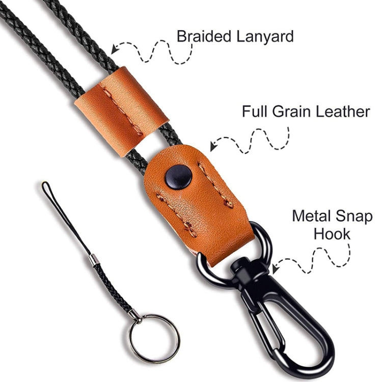 Hand -Woven PU Leather Lanyard Neck Strap For Phone Badge ID Credit Work Card