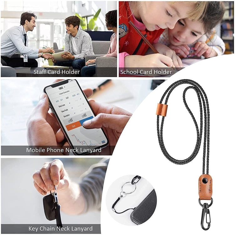 Hand -Woven PU Leather Lanyard Neck Strap For Phone Badge ID Credit Work Card