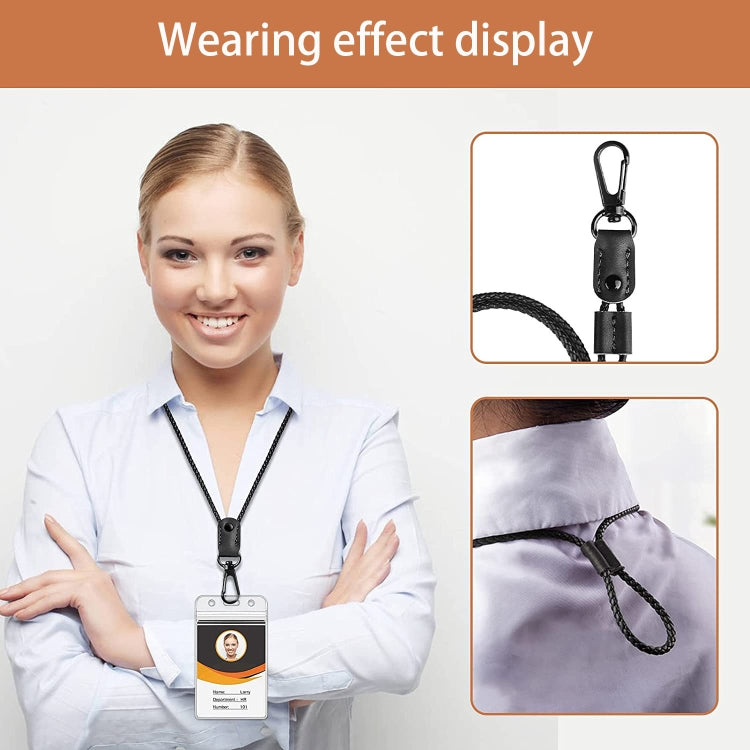 Hand -Woven PU Leather Lanyard Neck Strap For Phone Badge ID Credit Work Card