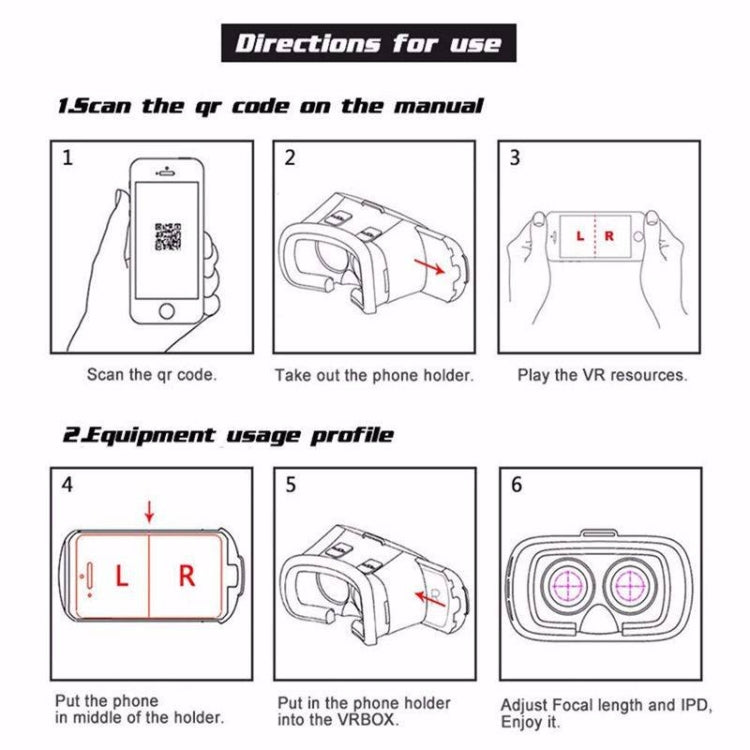 Head-mounted VR Box Glasses Virtual Reality 3D Glasses Support 3.5-6 Inch Phone