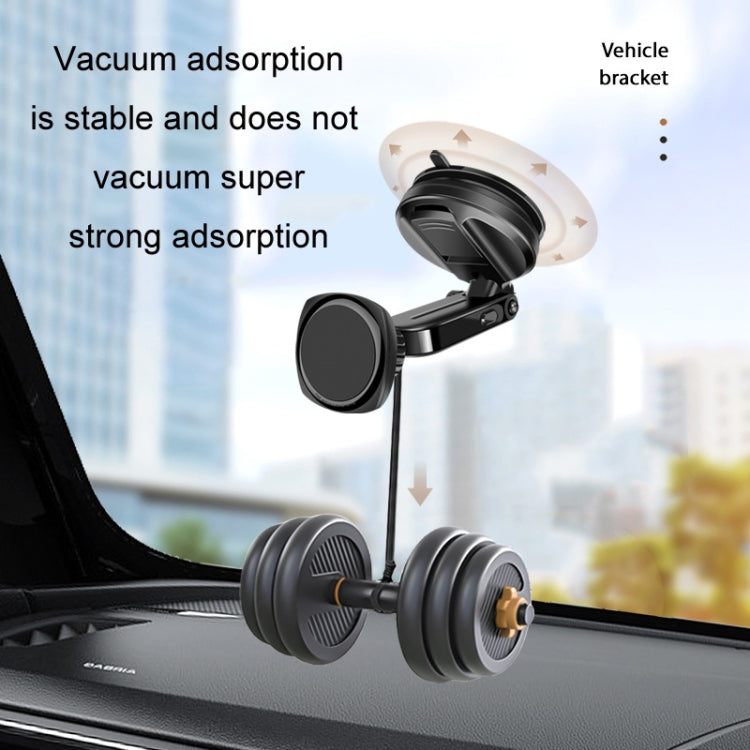 Car Telescopic Suction Cup Rubber Bottom Strong Magnetic Mobile Phone Holder(Black)