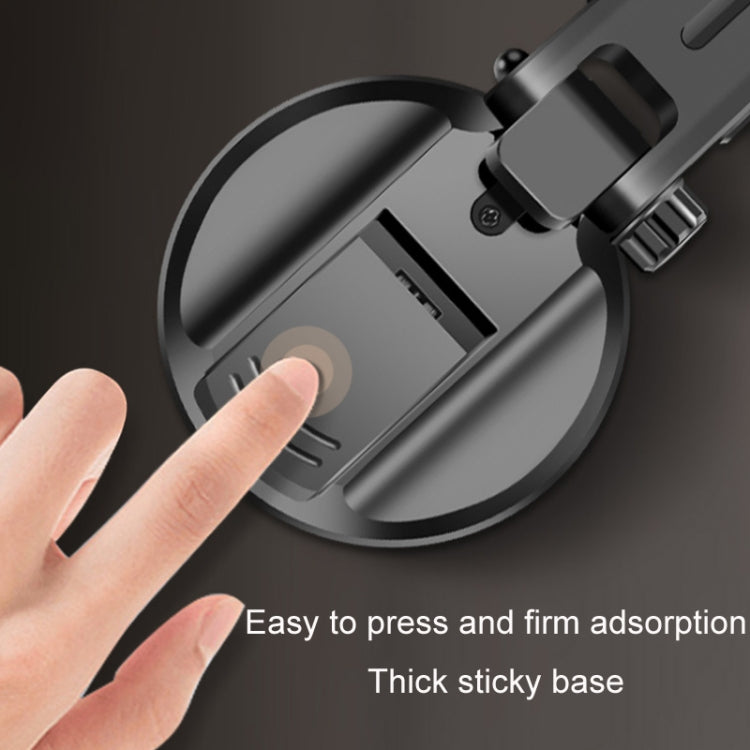 Car Telescopic Suction Cup Rubber Bottom Strong Magnetic Mobile Phone Holder(Black)