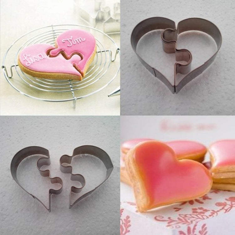 5sets Left Heart+Right Heart Love Puzzle Biscuit Mold