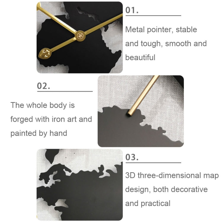 0818 3D Stereo World Map Art Wall Decoration Clock Round Wall Clock