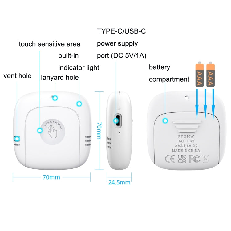 PT216W Indoor And Outdoor Sensor No Screen Graffiti WIFI Model Household Temperature And Humidity Meter