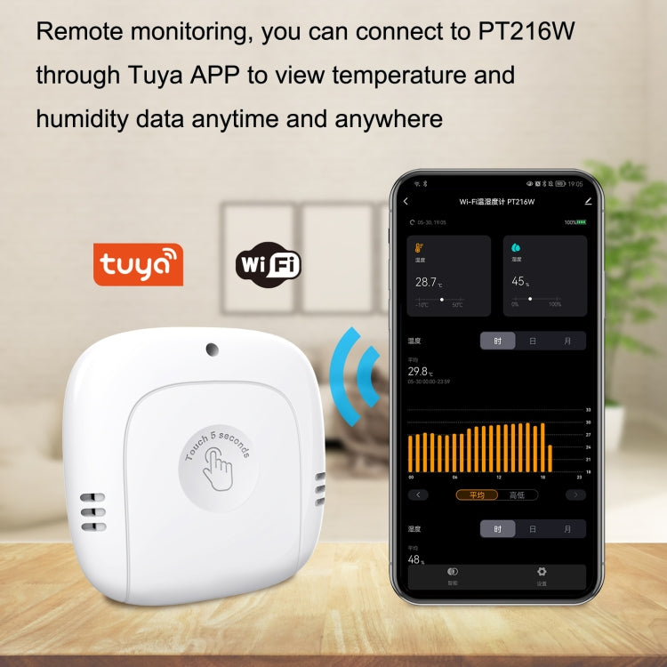 PT216W Indoor And Outdoor Sensor No Screen Graffiti WIFI Model Household Temperature And Humidity Meter