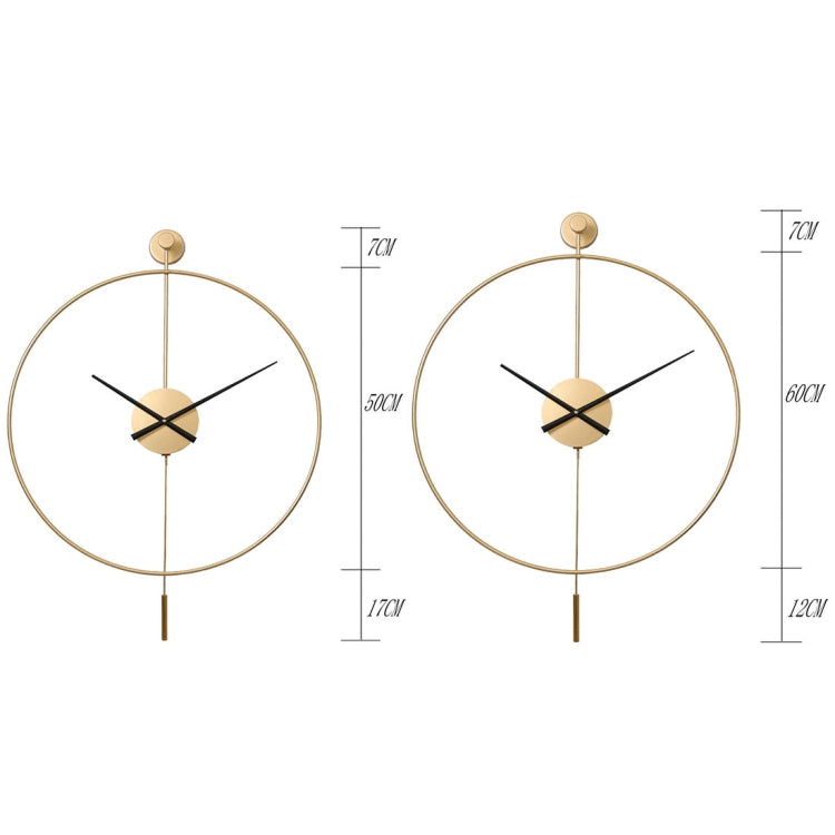 2046 Household Simple Background Wall Decoration Swing Clock, Spec: 50cm Gold Wooden Needle