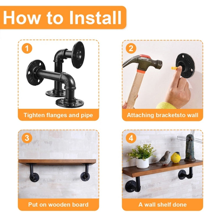 Wrought Iron Hanging Potted Plant Wall Shelf Water Pipe Shelf 10x15cm