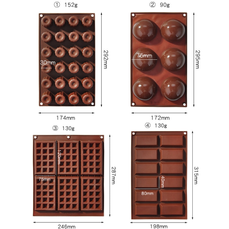 Silicone Baking Tools Cookie Chocolate Waffle Cake Mold,Style: 6-grid Waffle Mold