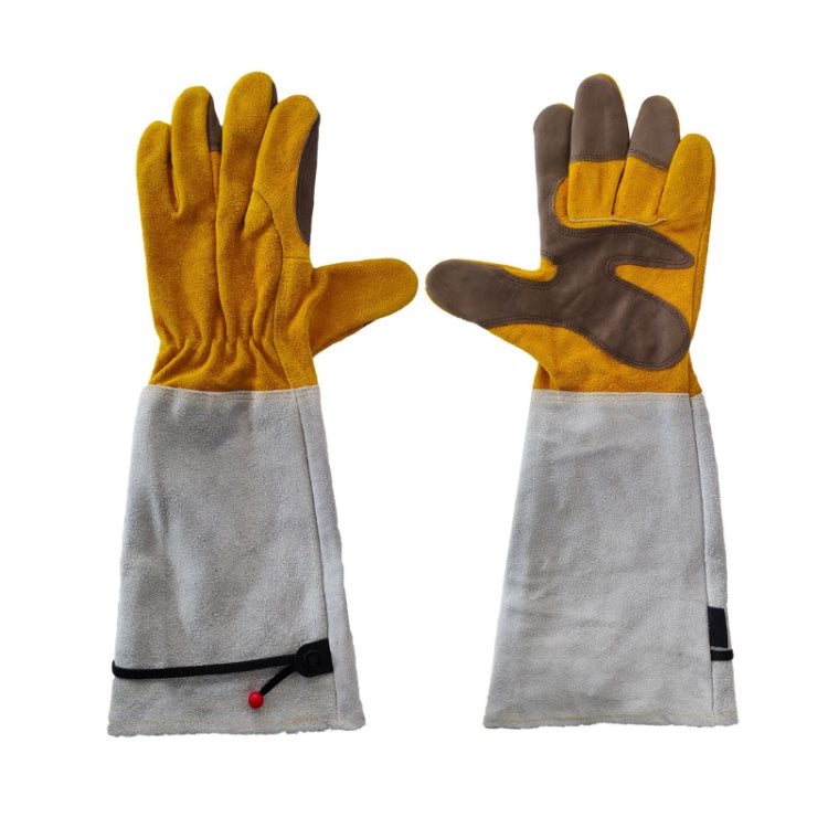 Leather Extended Thick Gardening Gloves Welder Work Gloves, Specification: Gold Original White L