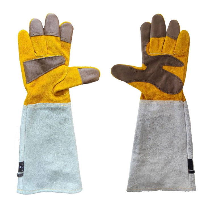 Leather Extended Thick Gardening Gloves Welder Work Gloves, Specification: Gold Original White L