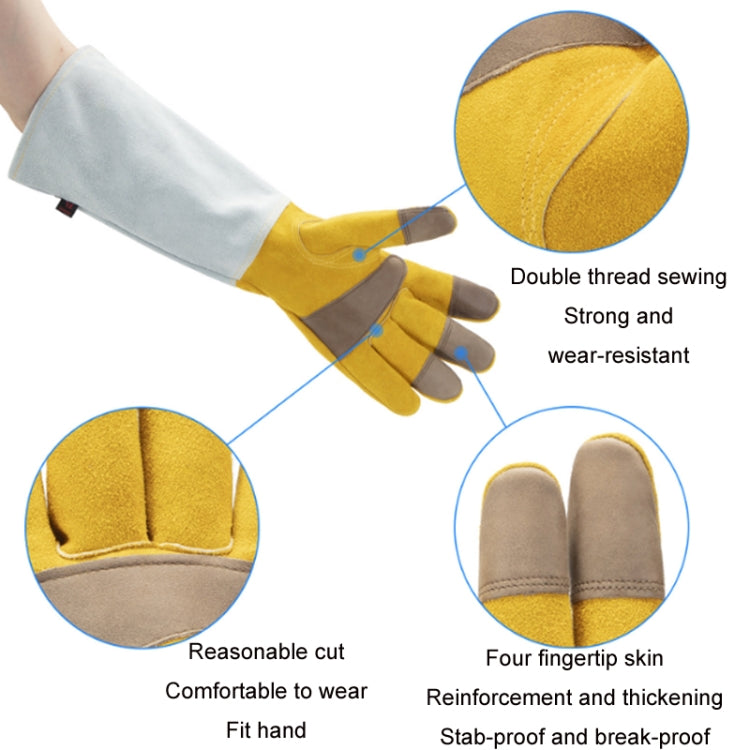 Leather Extended Thick Gardening Gloves Welder Work Gloves, Specification: Gold Original White L
