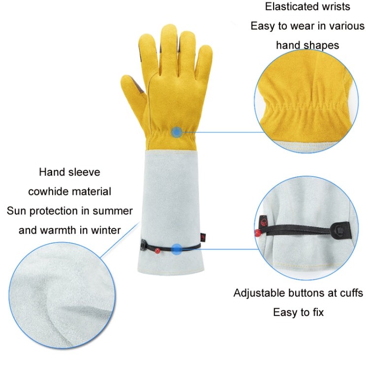 Leather Extended Thick Gardening Gloves Welder Work Gloves, Specification: Gold Original White L