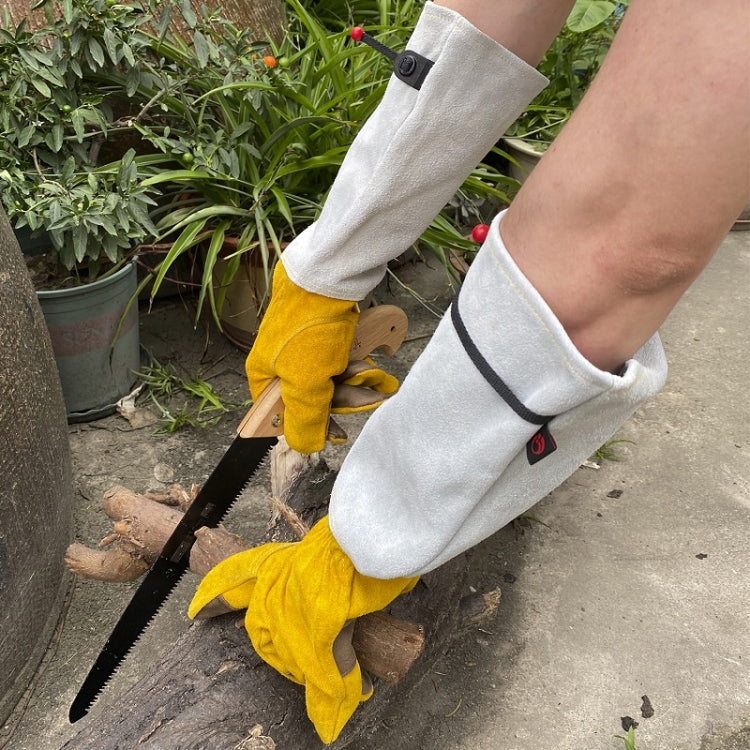 Leather Extended Thick Gardening Gloves Welder Work Gloves, Specification: Gold Original White L