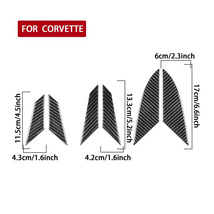 For Chevrolet Corvette C8 6pcs /Set Engine Side Air Vent Stickers - Black